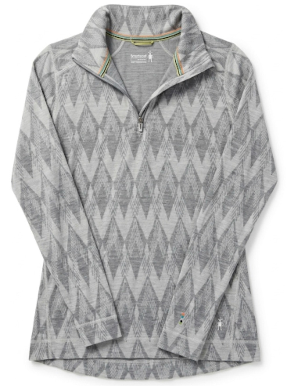 SMARTWOOL Merino 250 1/4-Zip Base Layer - Grey Geometric Print